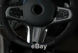 2PCS Interior Carbon Fiber Steering Wheel Cover Trim For BMW 5 Series G30 2018