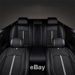 2 Black fiber Car fron Seat Cover+ 1 Rear seat cover with Steering wheel cover