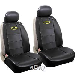 2 Chevy Elite Synthetic Leather Sideless Seat & Covers Steering Wheel Cover