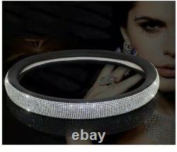 2 Made with SWAROVSKI CRYSTAL License Plate Frame Steering Wheel Cover Bling Cap