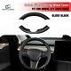 2pcs Gloss Carbon Fiber Steering Wheel Cover Trim Fit For Tesla Model Y/Model 3
