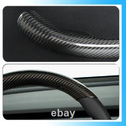 2pcs Gloss Carbon Fiber Steering Wheel Cover Trim Fit For Tesla Model Y/Model 3
