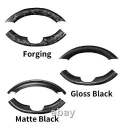 2pcs Gloss Carbon Fiber Steering Wheel Cover Trim Fit For Tesla Model Y/Model 3