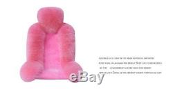 2x Car Seat Covers + 1x Auto Steering Wheel Cover Winter Essential Pink Fur Wool