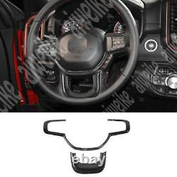 2x Carbon Fiber Car Inner Steering Wheel Cover Trim For Dodge Ram 1500 2019-2021