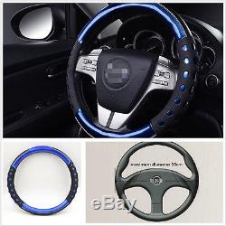 38cm Blue Non-slip Handle Steering Wheel Cases Leather Car Steering Wheel Cover
