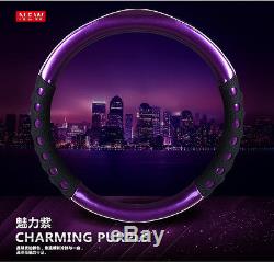 38cm Charming Purple Non-slip Handle PU Leather Car Steering Wheel Cover Cases