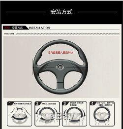 38cm Purple Steering Wheel Cover Non-slip Handle Steering Wheel Cases Leather