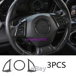 3PCS ABS Interior Steering Wheel Cover Trim For Chevrolet Camaro 2017 2018