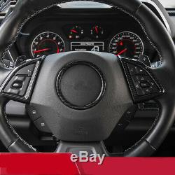 3PCS Carbon Fiber Inner Steering Wheel Cover Trim For Chevrolet Camaro 2017-2019