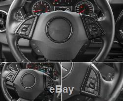 3PCS Carbon Fiber Inner Steering Wheel Cover Trim For Chevrolet Camaro 2017-2019