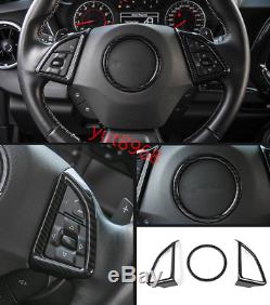 3PCS Carbon Fiber Inner Steering wheel cover trim for Chevrolet Camaro 2016-2017