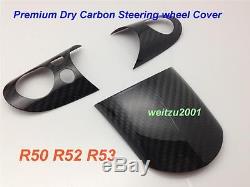 3 pcs Dry carbon Fiber STEERING WHEEL cover for MINI cooper R50 R52 R53 JCW