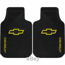 3pc Chevy Factory Black Yellow Logo Rubber Floor Mats Steering Wheel Cover New
