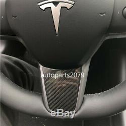 3pcs/Set Carbon Fiber Car Steering Wheel Cover Trim Decor for Tesla Model 3