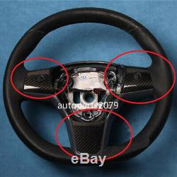 3pcs/Set Carbon Fiber Car Steering Wheel Cover Trim Decor for Tesla Model 3