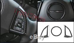 3x Carbon Fiber Interior Steering Wheel Cover for Chevrolet Camaro 2016 2017