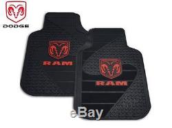 4 Pc Dodge Ram Front/Rear Runner Rubber Floor Mats With Steering Wheel Cover