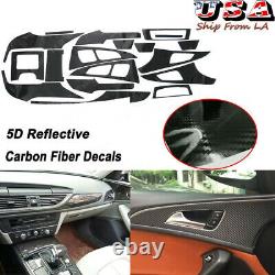 5D Reflective Carbon Fiber Interior Dash Decal Cover Trim For 2012-17 Audi A6 C7