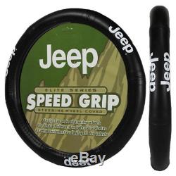 5PC Jeep Elite Heavy Duty Rubber Front Rear Floor Mats Steering Wheel Cover Set