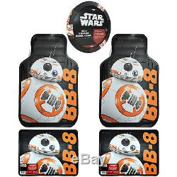 5PC Plasticolor Star Wars BB-8 Front Rear Floor Mats Steering Wheel Cover Set