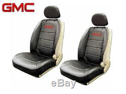 5 PC GMC Elite Seat Covers & Steering Wheel Cover Synth Leather Fast Shipping