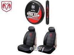 5 Pc Dodge Ram Syn Leather Seat Covers & Steering Wheel Cover Fits All Dodge Ram