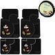 5 Piece Mickey Mouse Vintage Front Rear Rubber Floor Mats Steering Wheel Cover S