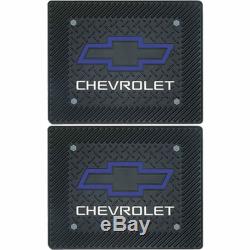 5pc Chevrolet Chevy Heartbeat Black Rubber Floor Mats Steering Wheel Cover NEW