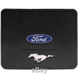6PC Ford Mustang Black Floor Mat Steering Wheel Cover & Keychain Set Made in USA