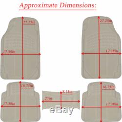 6pc Steering Wheel Cover & Gray Rubber All Weather Rubber Floor Mats Universal