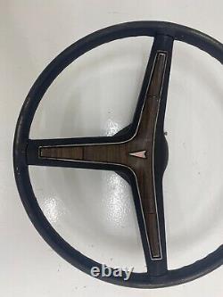 70-74 Pontiac B Body Steering Wheel Wood Grain Horn Button Cap Trim Column Cover