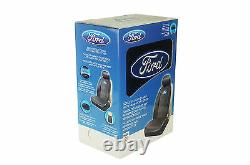 7 Pc Ford Elite Seat Covers Black Syn Leather & Steering Wheel Cover & Sun Shade