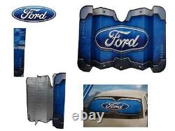 7 Pc Ford Elite Seat Covers Black Syn Leather & Steering Wheel Cover & Sun Shade