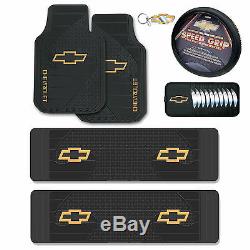 7p Chevy Factory Black Rubber Floor Mats Steering Wheel Cover CD Visor Key Chain