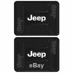 7pc Jeep Elite Black Front Rear Cargo Rubber Floor Mats Steering Wheel Cover New