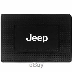 7pc Jeep Elite Black Front Rear Cargo Rubber Floor Mats Steering Wheel Cover New