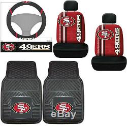 7pc NFL San Francisco 49ers Car Seat Covers Floor Mats Steering Wheel Cover Set