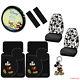 8pcs Mickey Mouse Car Truck Front Seat Covers Floor Mats Steering Wheel Cover