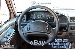 92 93 94 95 Ford F-250 F-350 Crew-Cab X-Cab -Black Leather Steering Wheel Cover