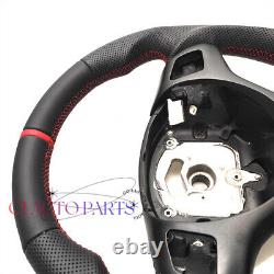 AUTO Steering Wheel FOR BMW E90E92E82E87m3 black FULL LEATHER RED ACCENT