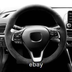 Alcantara Car Steering Wheel Cover Customized Black for Honda INSIGHT/ACCORD