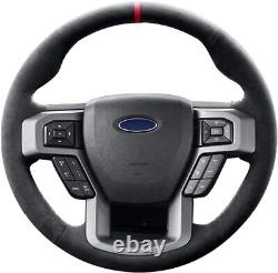 Alcantara Car Steering Wheel Cover Hand-Stitched for Ford F-150 Raptor/SuperCrew