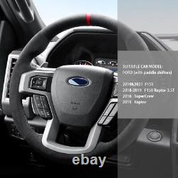 Alcantara Car Steering Wheel Cover Hand-Stitched for Ford F-150 Raptor/SuperCrew