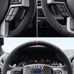 Alcantara Car Steering Wheel Cover Hand-Stitched for Ford F-150 Raptor/SuperCrew