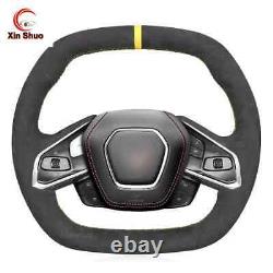 Alcantara Car Steering Wheel Cover Wraps for Chevrolet Corvette C8 Stingray Z06