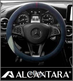 Alcantara Suede Steering Wheel Cover For All Vehicle Blue 37mm(14.56 inch)