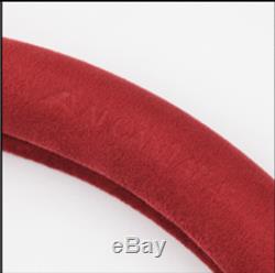 Alcantara Suede Steering Wheel Cover For All Vehicle Ruby Red 37mm(14.56 inch)