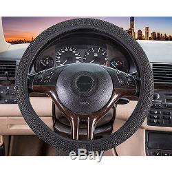 Auto SUV Truck 1 Pcs Black Decorative Elastic Ice Silk Car Steering Wheel Cover