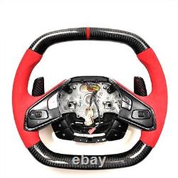 BLACK CARBON FIBER Steering Wheel FOR Chevrolet Corvette C8 RED accent/suede